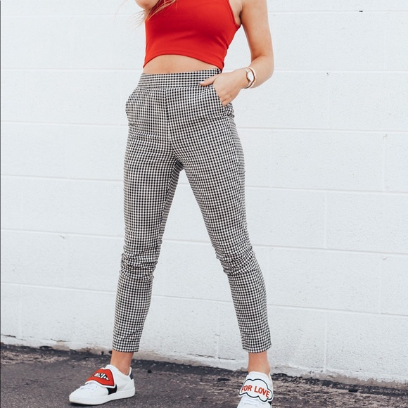 high waisted gingham pants